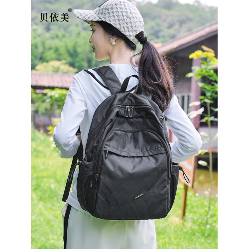 雙肩包女旅遊輕便旅行包大容量休閒純色中學生書包後後背包男戶外背囊