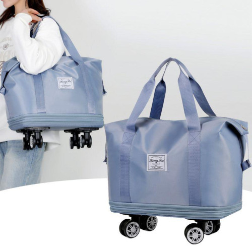 短途萬向輪旅行包女輕便手提大容量折曡收納包行李包男出差旅遊包