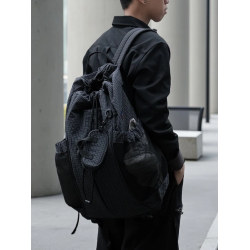 juniorMYEDITION雙肩包通勤戶外網球包抽繩暗格紋運動羽毛球後後背包