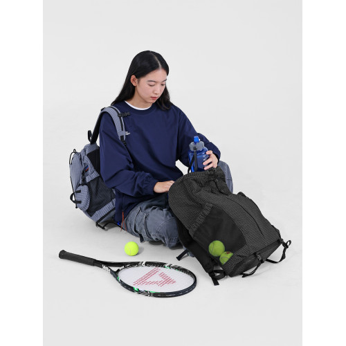 juniorMYEDITION雙肩包通勤戶外網球包抽繩暗格紋運動羽毛球後後背包