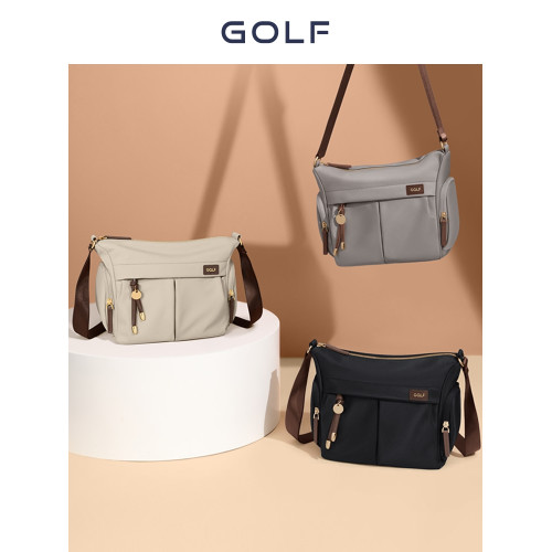 GOLF2026新款女士時尚百搭斜後後背包大容量通勤帆布包散步休閒單肩包