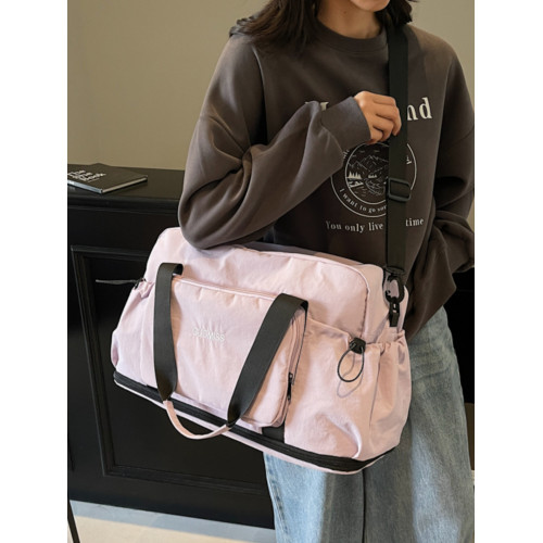 可擴展帆布包女大容量短途旅行包登機行李包乾濕分離健身單肩包男