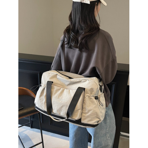 可擴展帆布包女大容量短途旅行包登機行李包乾濕分離健身單肩包男