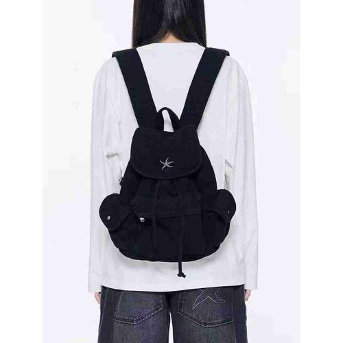 TYGA 韓國水洗做舊牛仔雙肩包海星多口袋休閒後後背包大容量學生書包