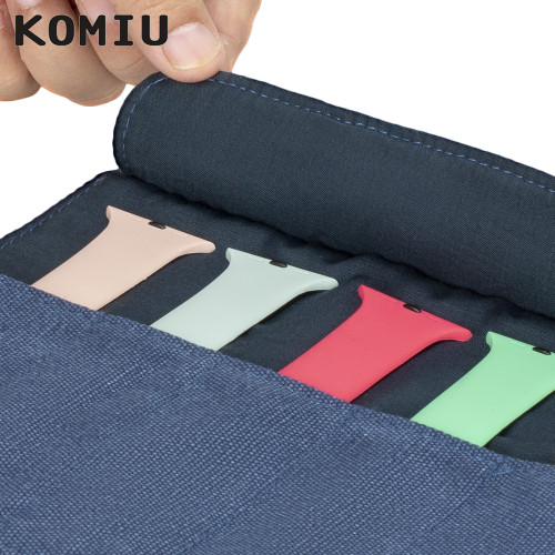 KOMIU可容納5槽10槽錶帶收納包帆布錶帶卷包圓珠筆鋼筆袋旅行包
