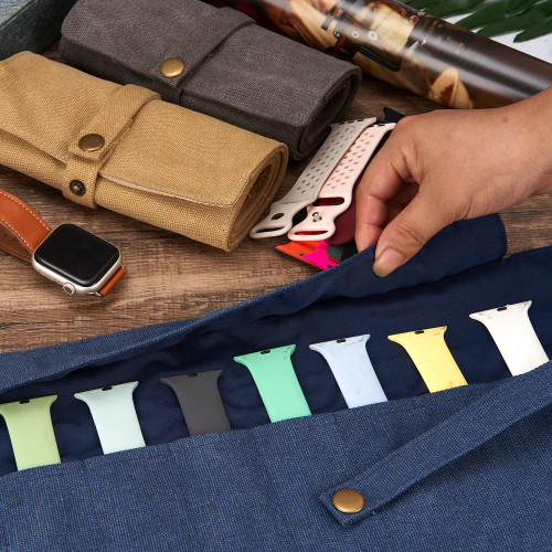 KOMIU可容納5槽10槽錶帶收納包帆布錶帶卷包圓珠筆鋼筆袋旅行包