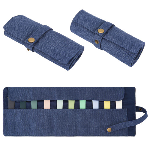 KOMIU可容納5槽10槽錶帶收納包帆布錶帶卷包圓珠筆鋼筆袋旅行包