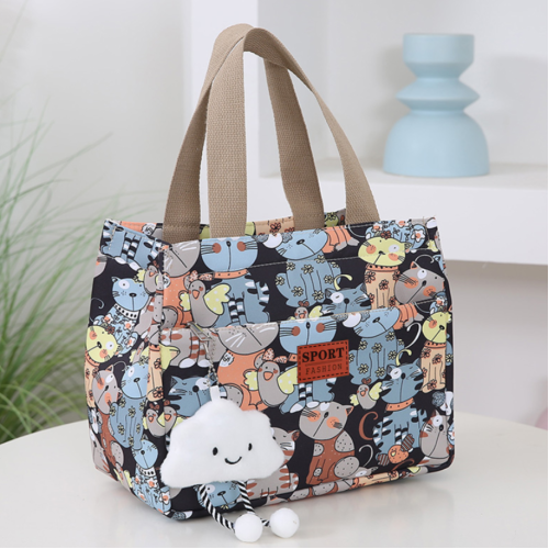 飯袋便當包手提袋上班通勤媽咪包學生百搭午餐包帶飯盒帆布手拎包