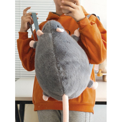 花枝鼠後後背包可愛仿真老鼠雙肩包毛絨公仔玩偶書包醜萌創意包包禮物