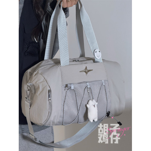 鬍子雞仔運動健身包包女休閒斜後後背包外出旅行包手提行李可攜式單肩包