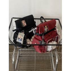 錢一波痛包｜原創黑紅色雙肩娃包10~15cm日常大容量外出學生通勤