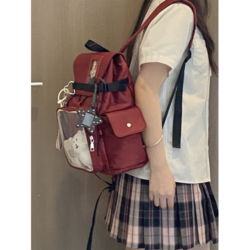 錢一波痛包｜原創黑紅色雙肩娃包10~15cm日常大容量外出學生通勤