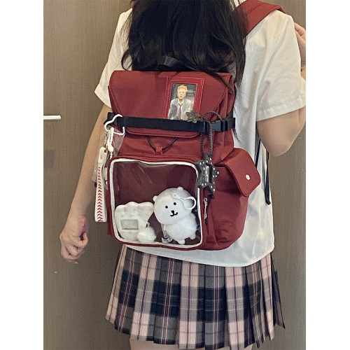 錢一波痛包｜原創黑紅色雙肩娃包10~15cm日常大容量外出學生通勤