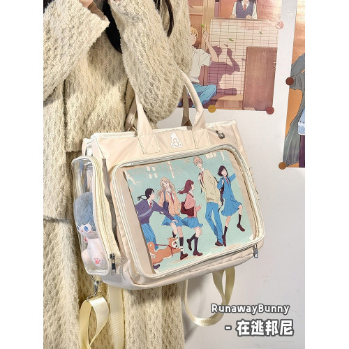 基礎款大容量雙肩痛包吧唧穀子學生日常通勤單肩斜後後背包二次元娃包