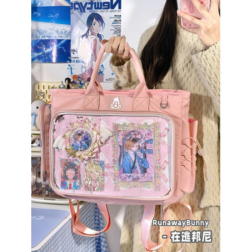 基礎款大容量雙肩痛包吧唧穀子學生日常通勤單肩斜後後背包二次元娃包