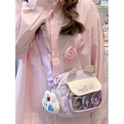 日系ins二次元少女透明紥穀痛包百搭可愛學生斜後後背包女輕便手機包