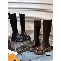 甜酷帥氣歐美辣妹高筒長靴女厚底增高顯瘦氣質皮帶釦長筒騎士靴潮