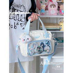 原創百搭日常漫展透明雙肩斜背二次元吧唧大容量校園穀子痛包包女