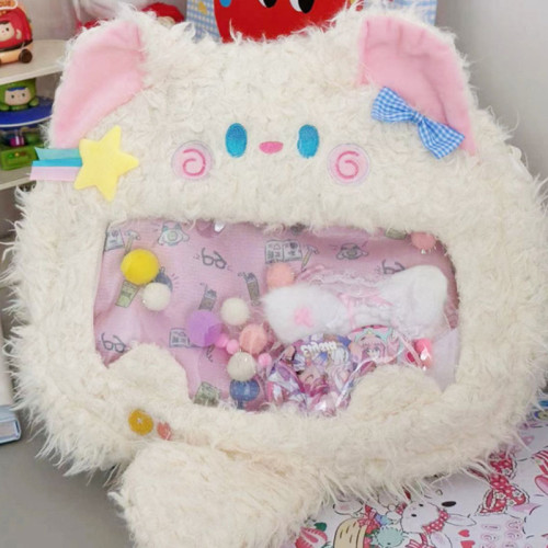 三花小貓咪邊牧小狗貓貓痛包學生可愛後後背包毛絨斜後後背包女玩偶雙肩包