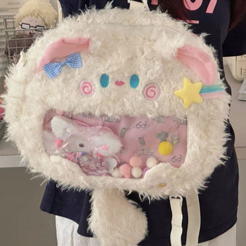 三花小貓咪邊牧小狗貓貓痛包學生可愛後後背包毛絨斜後後背包女玩偶雙肩包