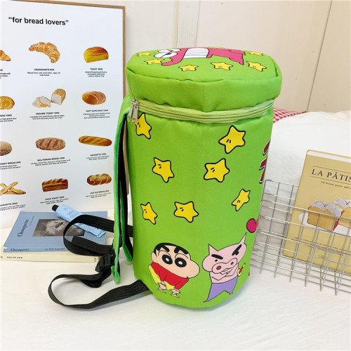 蠟筆小新餅乾包羽毛球包包同款書包女後後背包斜背雙肩桶形多巴胺卡通