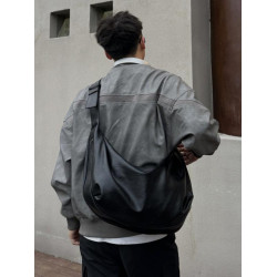 YUEN高級感復古單肩斜背大容量pu托特通勤大包男女流浪月牙包休閒