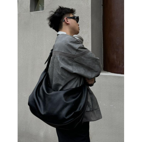 YUEN高級感復古單肩斜背大容量pu托特通勤大包男女流浪月牙包休閒