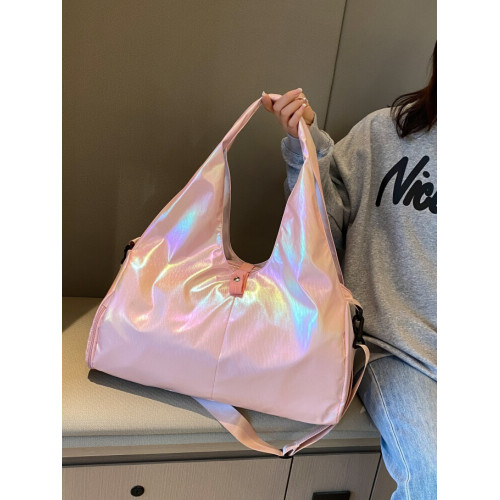 亮面運動健身包女乾濕分離大容量輕便時尚手提單肩瑜珈訓練防水袋