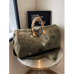 塗鴉旅行包女短途出差大容量行李袋手提包男乾濕分離運動包健身包