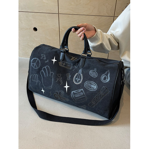 塗鴉旅行包女短途出差大容量行李袋手提包男乾濕分離運動包健身包