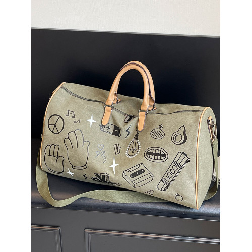 塗鴉旅行包女短途出差大容量行李袋手提包男乾濕分離運動包健身包