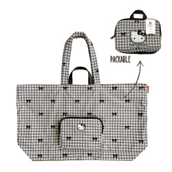 日系kitty貓卡通豹紋大容量行李包袋可折曡收納斜背手提旅行包