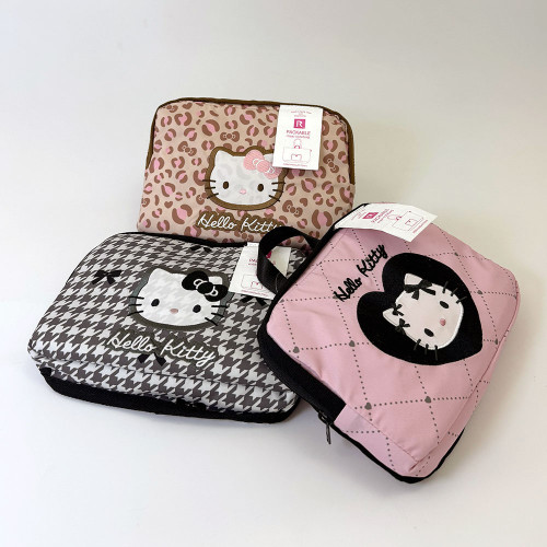 日系kitty貓卡通豹紋大容量行李包袋可折曡收納斜背手提旅行包