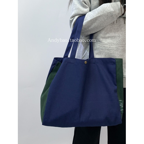 2026新款大容量撞色慵懶風帆布包包男女通用通勤瑜珈托特手提包袋