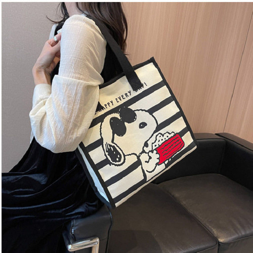 帆布包ins韓風2024新款大容量史努比包包手提包袋學生單肩托特包