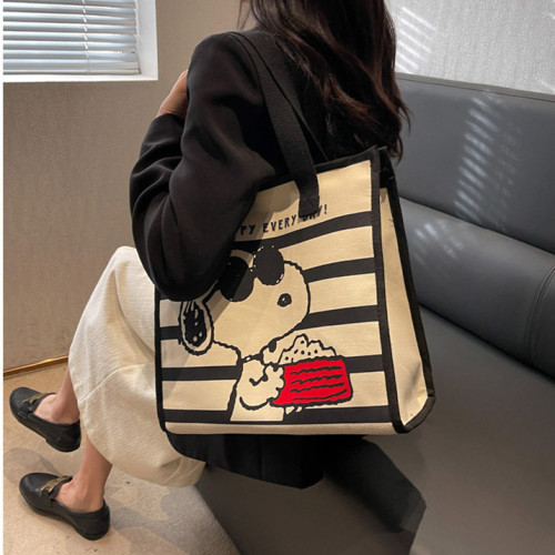 帆布包ins韓風2024新款大容量史努比包包手提包袋學生單肩托特包