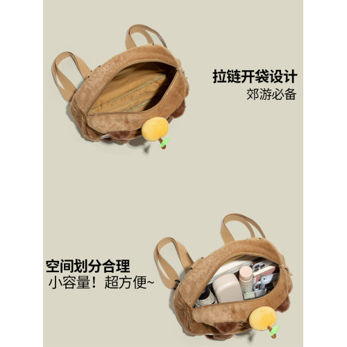 浣熊藍藍生日禮物可愛卡皮巴拉毛絨透明痛包女百搭休閒逛街雙肩包