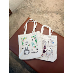 日系卡通龍貓刺綉帆布包大容量學生補習包通勤女單肩包