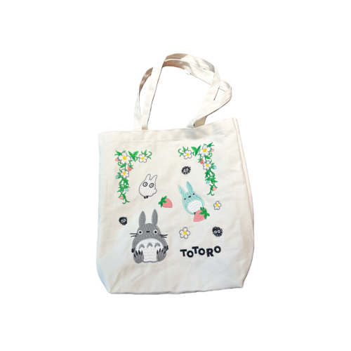 日系卡通龍貓刺綉帆布包大容量學生補習包通勤女單肩包