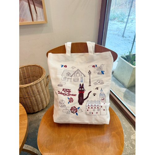 日系卡通龍貓刺綉帆布包大容量學生補習包通勤女單肩包