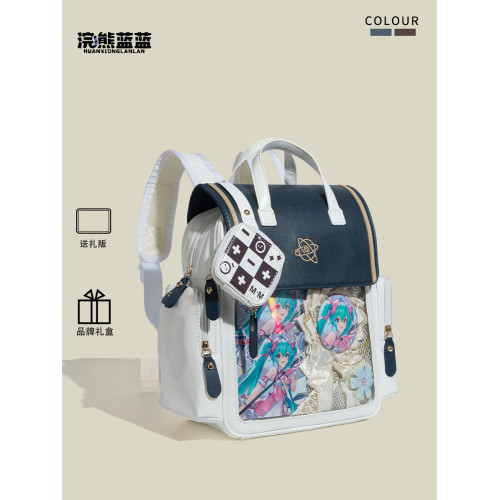 浣熊藍藍原創日系學院風透明少女吧唧痛包大容量上學通勤百搭後後背包