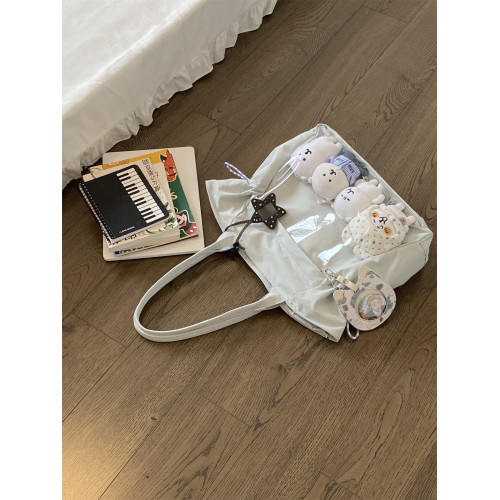 錢一波痛包｜大容量尼龍淺藍托特包20cm娃包日常百搭單肩運動休閒