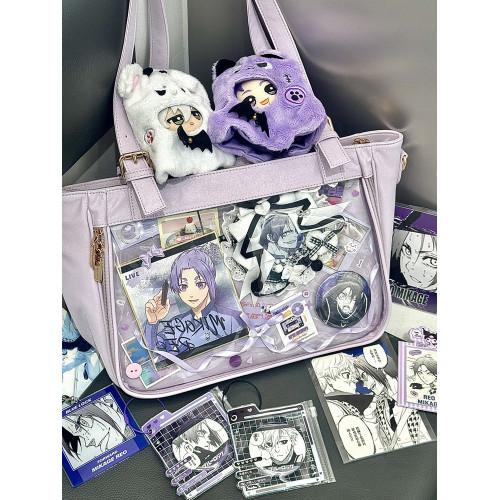 克洛麗塔原創絲帶痛包大容量透明二次元少女20cm娃通勤斜背托特包