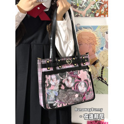 二次元透明吧唧紥穀大食量痛包y2k百搭單肩斜後後背包亞文化龐克哥特