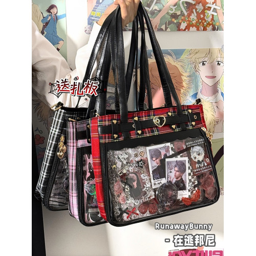二次元透明吧唧紥穀大食量痛包y2k百搭單肩斜後後背包亞文化龐克哥特