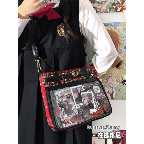 二次元透明吧唧紥穀大食量痛包y2k百搭單肩斜後後背包亞文化龐克哥特