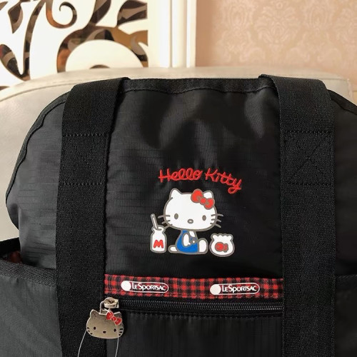 2025新款hellokitty雙肩包黑色兩用包書包旅行包大容量百搭手提包