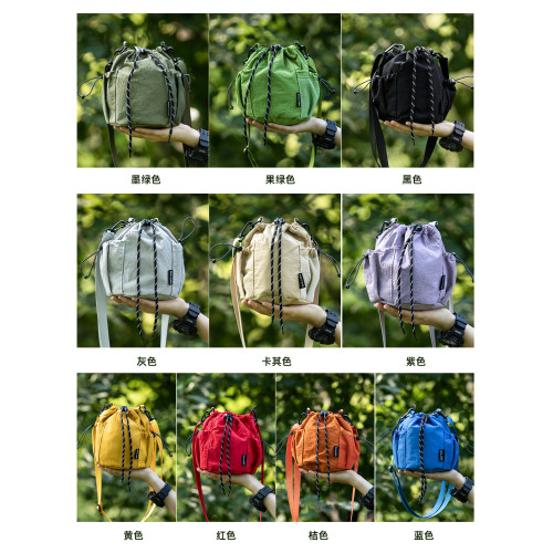 戶外運動小挎包抽繩束口袋手機小包男女輕便通勤斜後後背包百搭單肩包