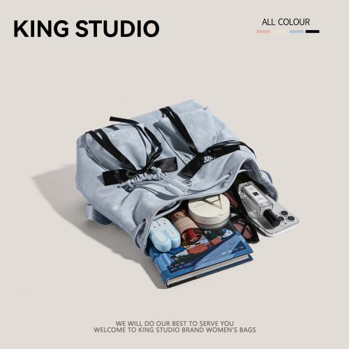 尼龍帆布蝴蝶結雙肩包女2026新款潮韓國小衆後後背包大容量通勤旅行包