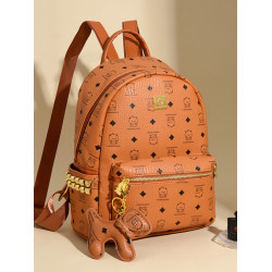 熱門精品新款時尚韓版洋氣鉚釘後後背包印花大容量雙肩包女包百搭學生